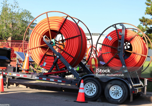 Plastic tube pipe for laying fiber optics coiled.